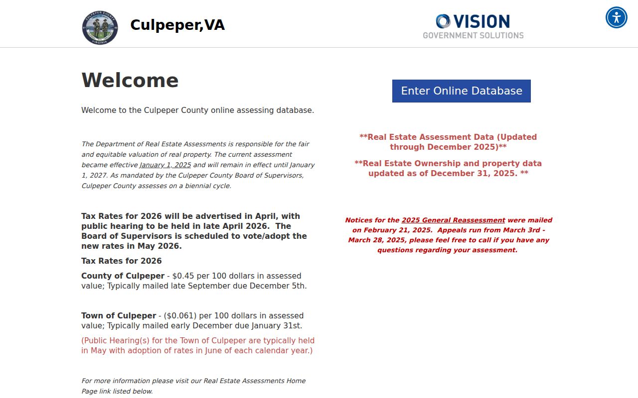Culpeper residents directory property assessment search