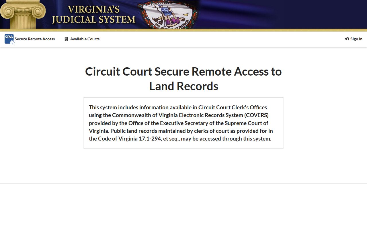 Culpeper street directory land-record index access screen