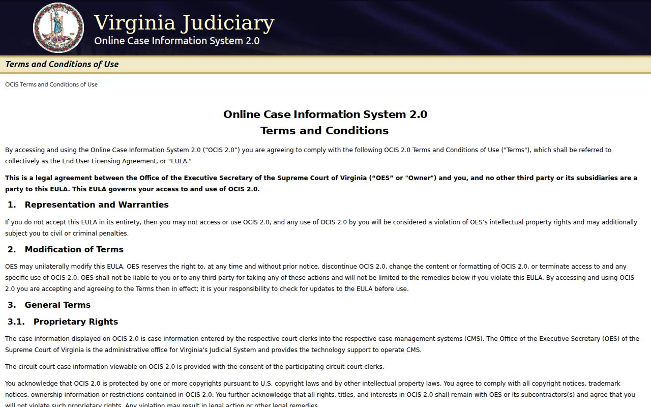 Culpeper residents directory Virginia OCIS court case search